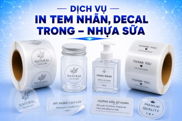 in tem nhãn decal trong - nhựa sữa
